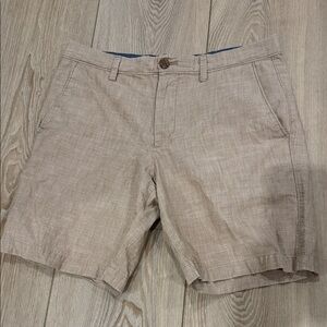Banana Republic Men's Beige Flat Front Linen-Blend Shorts